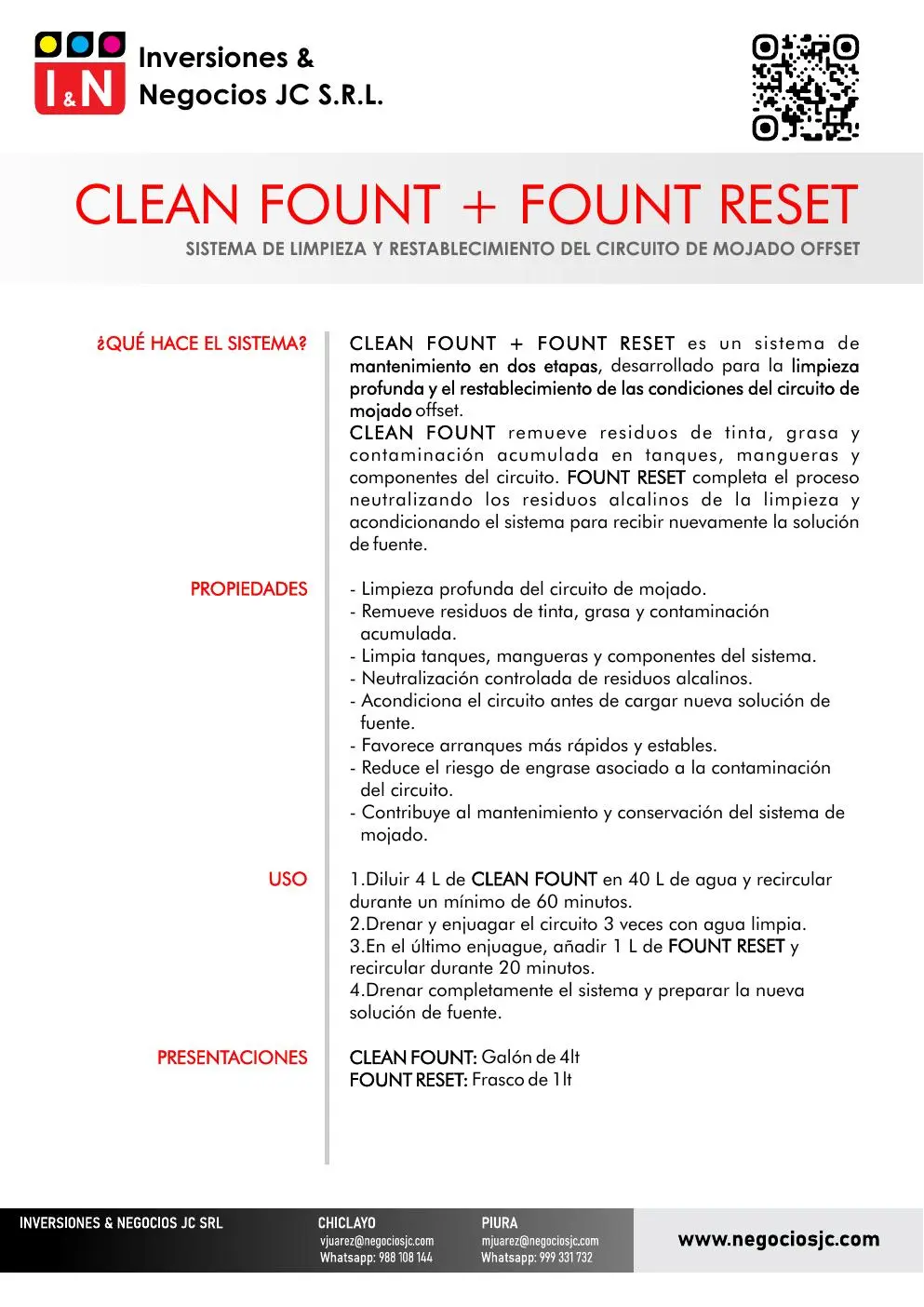 Ficha técnica de CLEAN FOUNT + FOUNT RESET